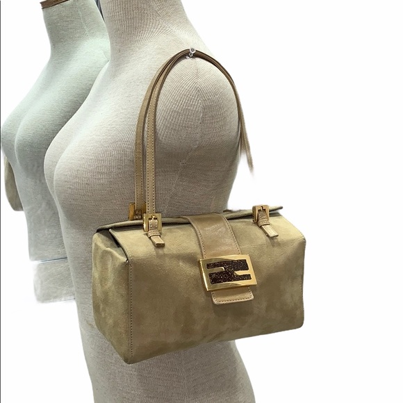 FENDI SUEDE BOX BAGUETTE BAG - Picture 1 of 14